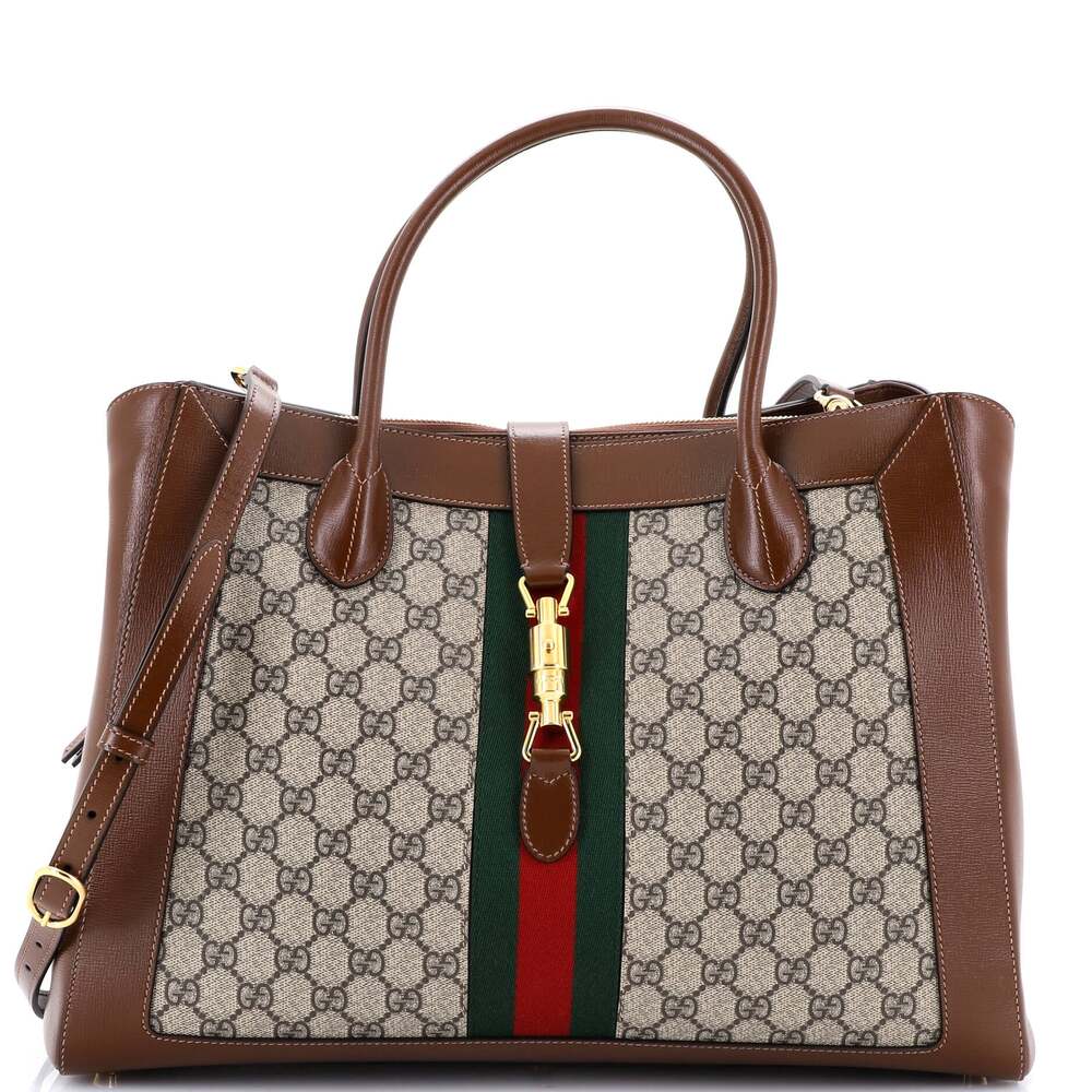 Gucci Jackie Web Tote Gg Canvas And #254370G22B - Picture 1 of 6